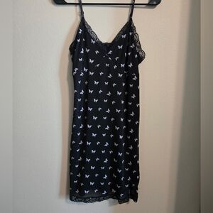 wild fable Black Slip Dress with White Butterfly Print | Womens M